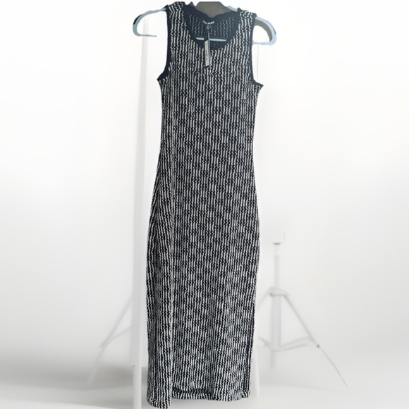 Steve Madden Bodycon Tank Midi Dress Cut Mesh Crochet Striped Pattern Knit S - Picture 5 of 14